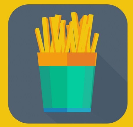 Flat Long Shadow French Fries Icon PSD