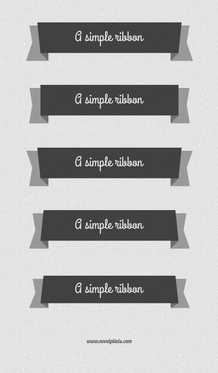 Set Of Dark Flat Ribbon Designs PSD