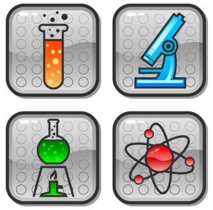 4 Rounded Science Technology Engineering Icons Vector