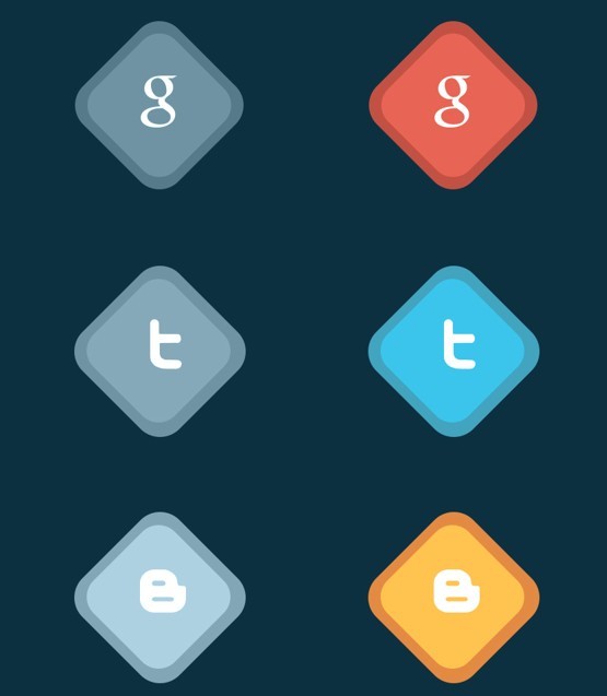 Rhombic Social Media Flat Icons