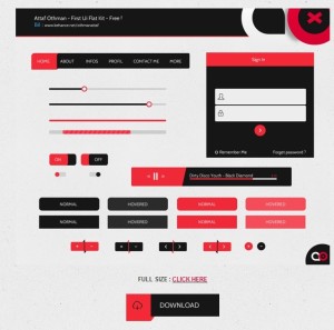 Fashion Red and Black Web UI Kit Flat Design PSD