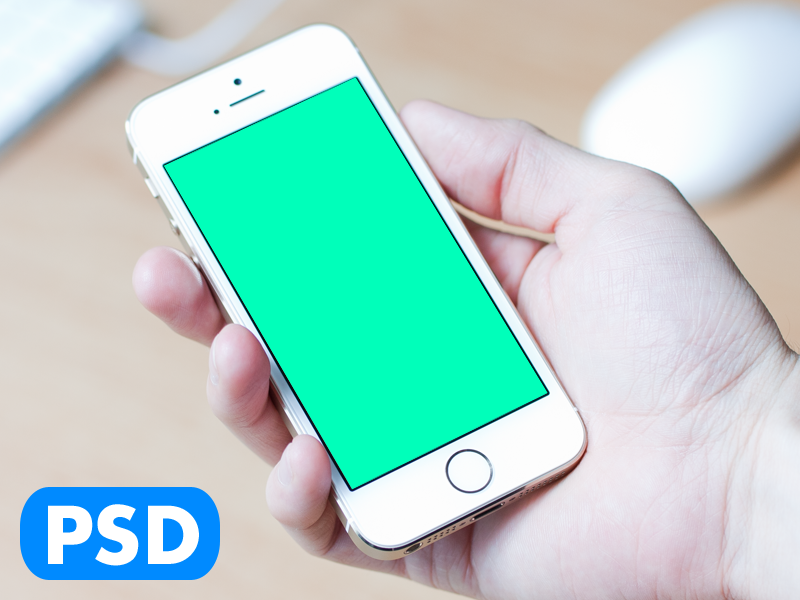 White iPhone 5S In Hand PSD Mockup