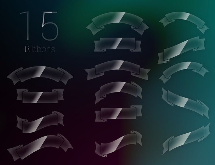 15 Glossy Web Ribbons PSD