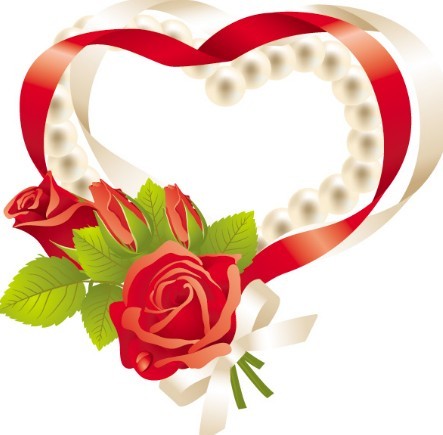 Love Heart Of Flower Ribbons Vector