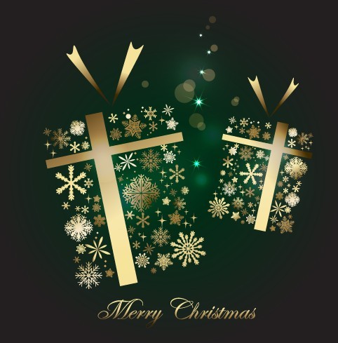 Creative Gold Christmas Gift Boxes Vector