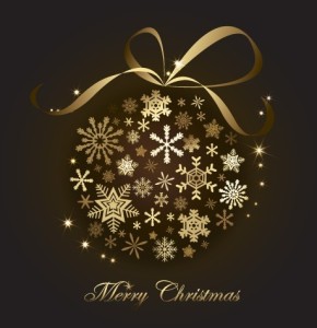 Gold Christmas Ball With Ribbons Vector