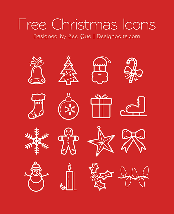 16 Christmas Line Icons Vector