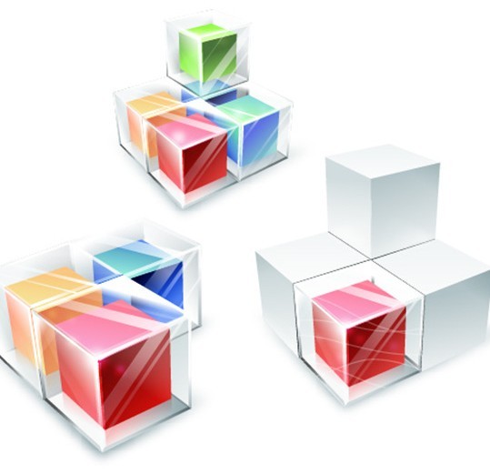 3D Stacked Cubes Vector