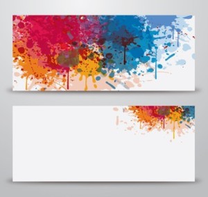 Set Of Vector Banners with Splash Paint Backgrounds