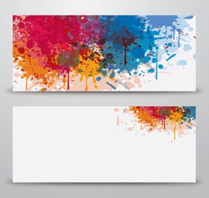 Set Of Vector Banners with Splash Paint Backgrounds