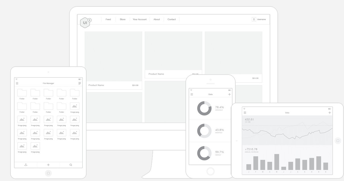 UI8 Wireframe UI Kit Vector