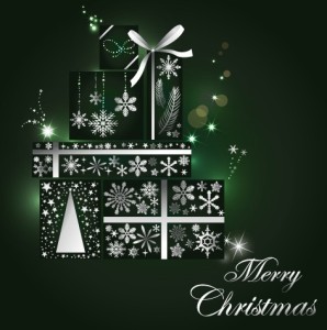 Dark Blue Christmas Gifts with White Snowflakes