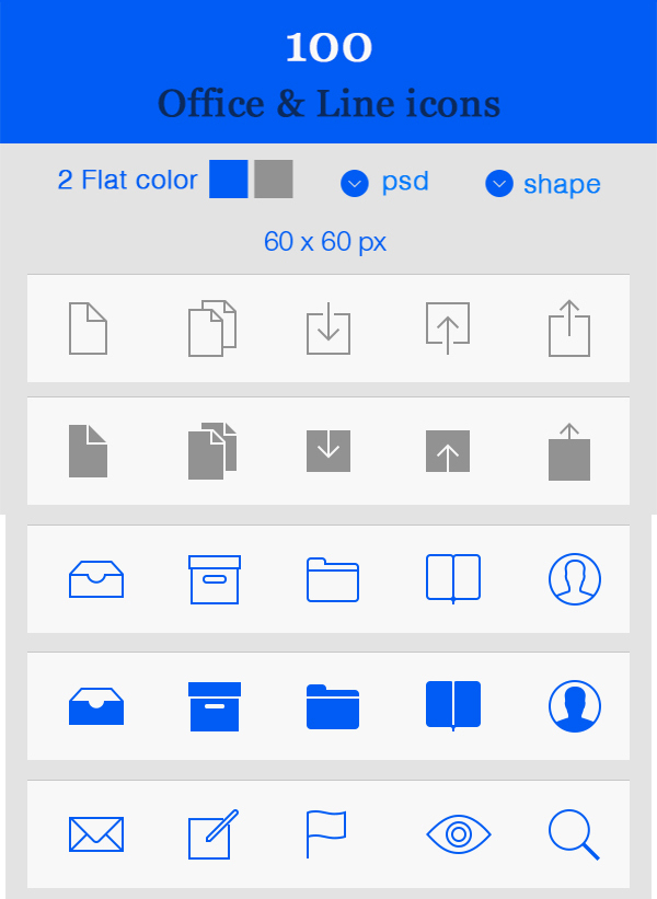 Flat Style & iOS 7 Line Style Icon Set Vector PSD
