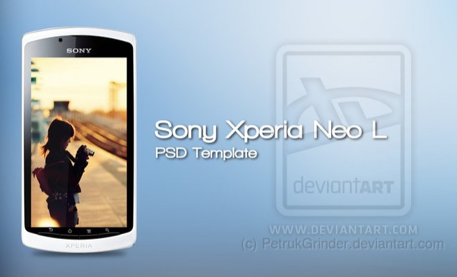 White Sony Xperia neo L Mockup Template PSD