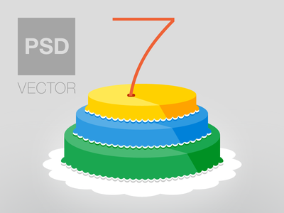 Flat Anniversary Cake Icon PSD