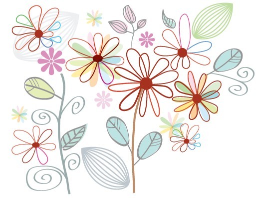 Fresh Clean Line Art Floral Design Vector 04