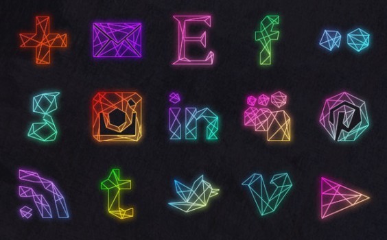 15 Creative Geometric Wireframe Social Icons PSD