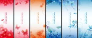 6 Vertical Fantastic Flower Banners Vector