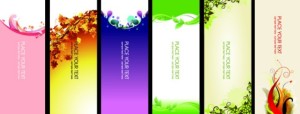 6 Vertical Fresh Floral Banners Vector