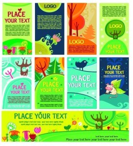 Set Of Green Cartoon Banners Vector