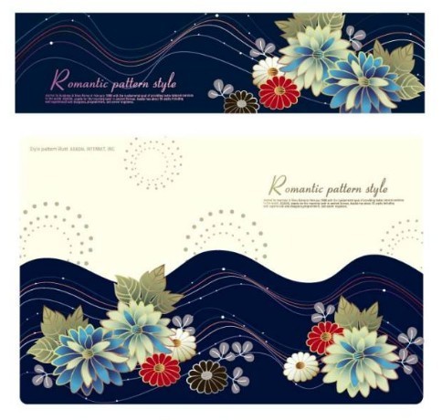 Set Of Retro Flower Backgrounds and Banners Vector