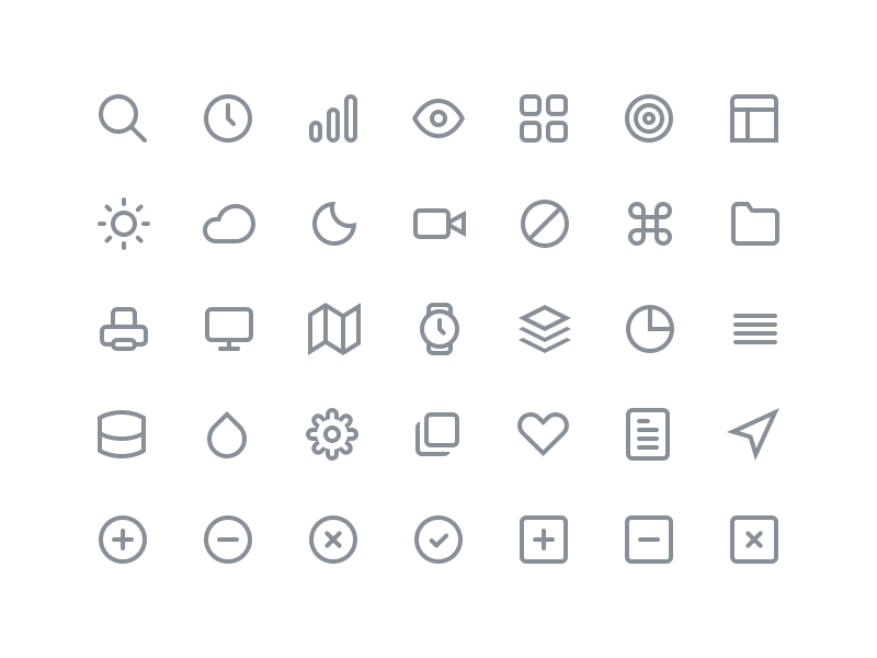 35 Outline Icons PSD - Feather