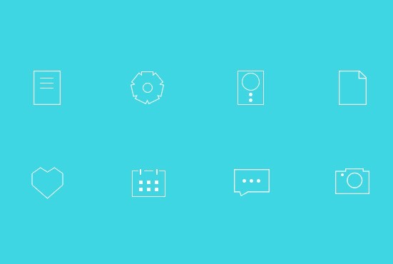 8 Super Simple Thin Line Icons PSD