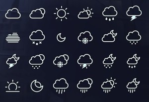 24 Weather Line Icons Vector