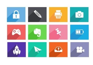 12 Flat Long Shadow Icons PSD