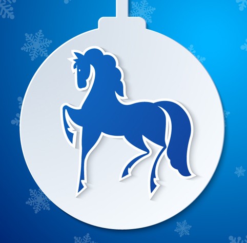 Christmas Ball With Blue Horse Vector
