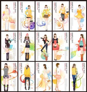 Set Of Fashion Girl Banners Vector