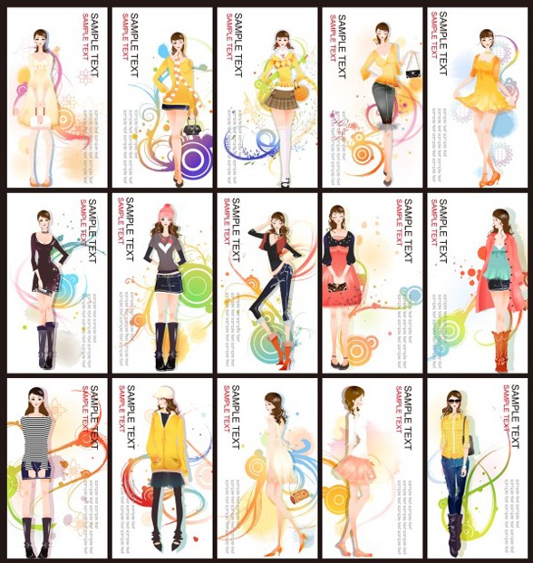 Set Of Fashion Girl Banners Vector
