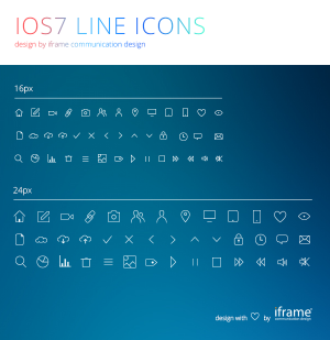 IOS 7 Style Line Icons Set PSD