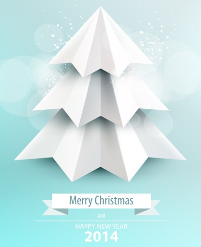 3D Origami Christmas Tree Vector Design 01