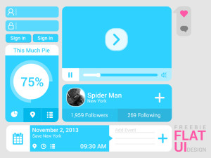 Light Blue Flat UI Kit PSD