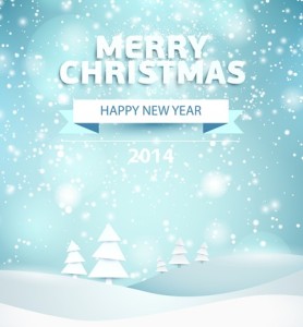 Merry Christmas and Happy New Year 2014 Background Vector