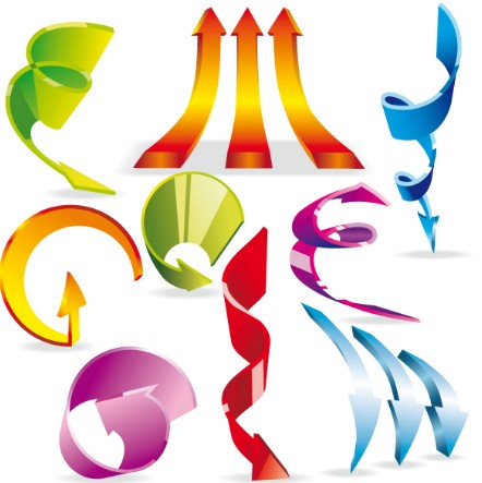 Set Of Sleek Colored Arrows Vector