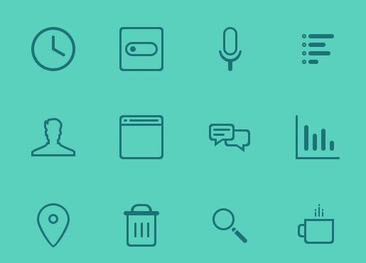 12 Teal Icons PSD