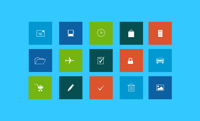 Web Line Icons with Flat Background PSD