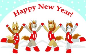 Cartoon Horse Cheerleading For Merry Christmas Vector 02