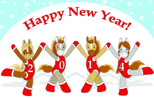 Cartoon Horse Cheerleading For Merry Christmas Vector 02