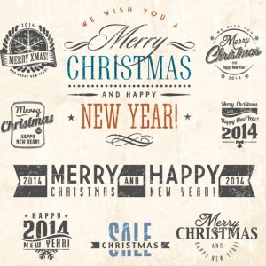 Retro Merry Christmas Labels & Insignias Vector