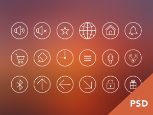 Round Outline Icon Set PSD