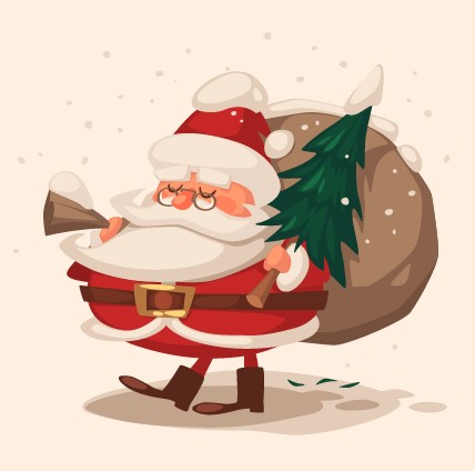 Vintage Cartoon Santa Claus Illustration Vector