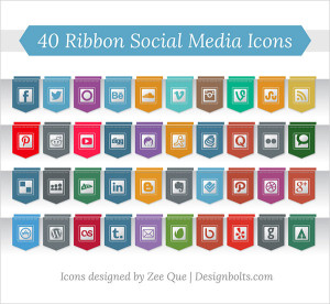 40 Ribbon Style Social Media Icons