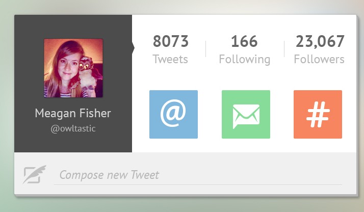 Flat Twitter User Profile Widget PSD