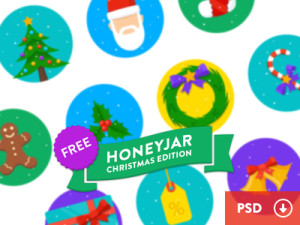 10 Round Flat Christmas Icons PSD