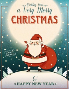 Retro Vintage Christmas & Happy New Year Poster Vector 02