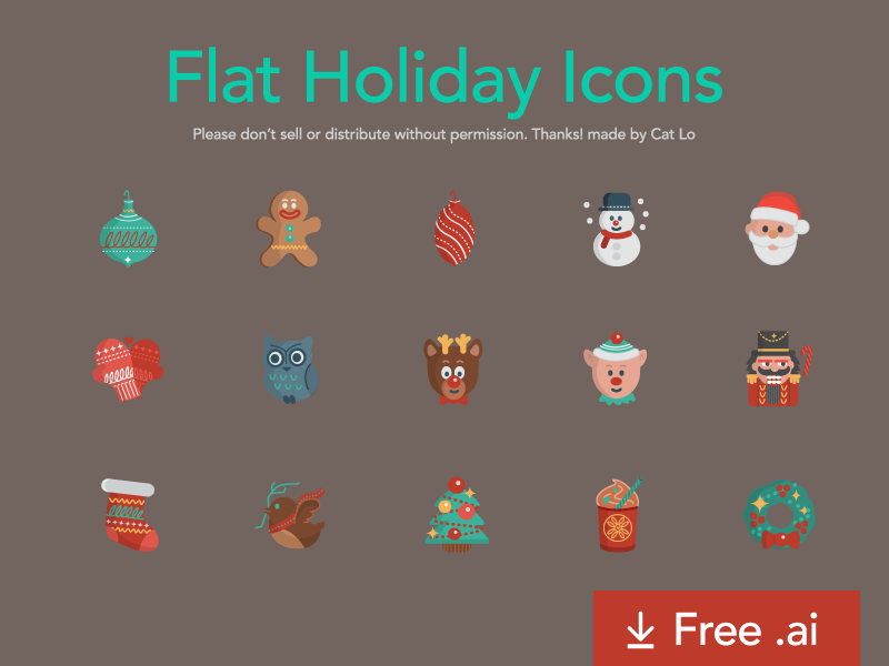 Set Of Flat Holiday Icons Vector