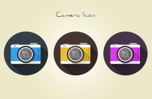 3 Flat Long Shadow Camera Icons PSD